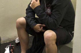 Bruno Cesar concentrado nos vestirios antes da partida entre Corinthians x Grmio/Presidente Prudente, vlida pela 23 rodada do Campeonato Brasileiro de 2010, serie A, realizada esta noite no estdio do Pacaembu
