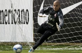 Julio Cesar durante o treino do Corinthians, realizado esta manh no CT Joaquim Grava, no Parque Ecolgico do Tiete. O prximo jogo da equipe, ser amanh, quarta-feira, dia 06/10, contra o Atltico-MG, na Arena do Jacar em Sete Lagoas/MG, pela 28. a rodada do Campeonato Brasileiro de 2010