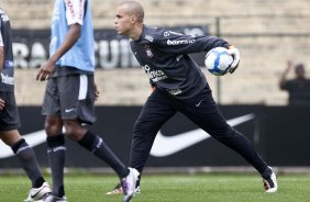 Julio Cesar durante o treino do Corinthians, realizado esta manh no Parque So Jorge. O prximo jogo da equipe, ser amanh, domingo, dia 17/10, contra o Guarani/SP, no Brinco de Ouro da Princesa, em Campinas, pela 30. a rodada do Campeonato Brasileiro de 2010