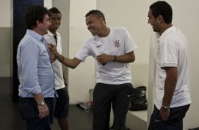 Andres Sanchez; Elias; Dentinho e Boquita nos vestiários antes da partida entre Corinthians x Vasco da Gama, válida pela 37ª rodada do Campeonato Brasileiro de 2010, serie A, realizada esta tarde no estádio do Pacaembu/SP