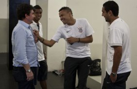 Andres Sanchez; Elias; Dentinho e Boquita nos vestirios antes da partida entre Corinthians x Vasco da Gama, vlida pela 37 rodada do Campeonato Brasileiro de 2010, serie A, realizada esta tarde no estdio do Pacaembu/SP