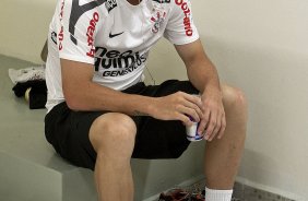 Bruno Cesar nos vestirios antes da partida entre Corinthians x Noroeste/Bauru, vlida pela 3 rodada do Campeonato Paulista de 2011, realizada esta tarde no estdio do Pacaembu