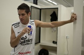 Marcelo Oliveira nos vestirios antes da partida entre Corinthians x Noroeste/Bauru, vlida pela 3 rodada do Campeonato Paulista de 2011, realizada esta tarde no estdio do Pacaembu