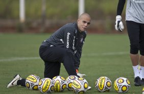 Julio Cesar durante o treino desta tarde no CT Joaquim Grava, no Parque Ecolgico do Tiete. O time se prepara para o jogo contra o Mogi Mirim, quinta-feira, dia 17/02, complementando a 4 rodada do Campeonato Paulista 2011