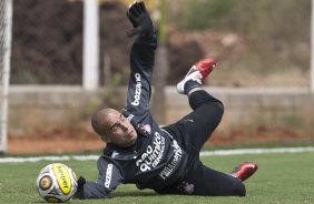 Julio Cesar durante o treino do Corinthians realizado esta manhã no CT Joaquim Grava, Parque Ecológico do Tiete. O time se prepara para o jogo contra o Botafogo/RP, amanhã, domingo dia 03/04/2011, no estádio Santa Cruz em Ribeirão Preto, pela 17ª rodada do Campeonato Paulista 2011