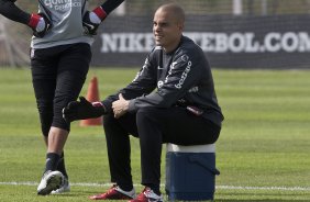 Julio Cesar durante o treino do Corinthians realizado esta manh no CT Joaquim Grava, Parque Ecolgico do Tiete. O time se prepara para o jogo contra o Botafogo/RP, amanh, domingo dia 03/04/2011, no estdio Santa Cruz em Ribeiro Preto, pela 17 rodada do Campeonato Paulista 2011