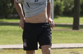 William que jogara na vaga de Dentinho, durante o treino do Corinthians realizado esta manhã no CT Joaquim Grava, Parque Ecológico do Tiete. O time se prepara para o jogo contra o Botafogo/RP, amanhã, domingo dia 03/04/2011, no estádio Santa Cruz em Ribeirão Preto, pela 17ª rodada do Campeonato Paulista 2011