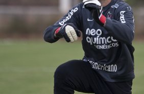 Julio Cesar durante o treino do Corinthians realizado esta tarde no CT Joaquim Grava, Parque Ecolgico do Tiete. O time se prepara para o jogo contra o So Caetano, domingo dia 10/04/2011, no estdio do Pacaembu, pela 18 rodada do Campeonato Paulista 2011