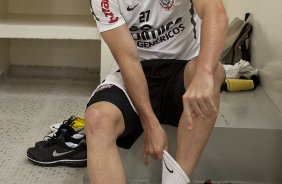 Bruno Cesar nos vestiários antes da partida entre Palmeiras x Corinthians, realizada esta tarde no estádio do Pacaembu, pelas semifinais do Campeonato Paulista de 2011