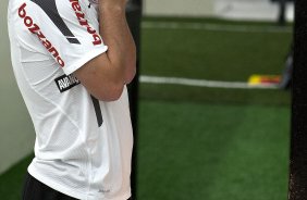 Bruno Cesar nos vestiários antes da partida entre Palmeiras x Corinthians, realizada esta tarde no estádio do Pacaembu, pelas semifinais do Campeonato Paulista de 2011