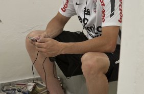 Chicão nos vestiários antes da partida entre Palmeiras x Corinthians, realizada esta tarde no estádio do Pacaembu, pelas semifinais do Campeonato Paulista de 2011