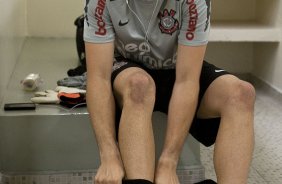 Julio Cesar nos vestiários antes da partida entre Palmeiras x Corinthians, realizada esta tarde no estádio do Pacaembu, pelas semifinais do Campeonato Paulista de 2011