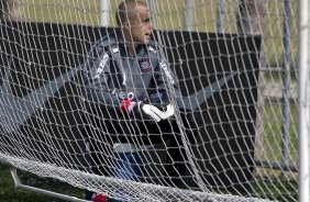 Julio Cesar durante treino do Corinthians esta manh no CT Joaquim Grava, Parque Ecolgico do Tiete. O time se prepara para o jogo contra o Santos, domingo, dia 08/05,  tarde, no estdio do Pacaembu, primeiro jogo das finais do Campeonato Paulista 2011