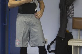 Julio Cesar nos vestirios antes da partida entre Grmio x Corinthians, realizada esta tarde no estdio Olmpico, em Porto Alegre, primeira rodada do Campeonato Brasileiro de 2011