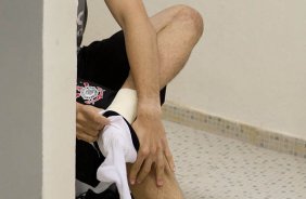 Julio Cesar nos vestiários antes da partida entre Corinthians x Fluminense, realizada esta tarde no estádio do Pacaembu, pela 4ª rodada do Campeonato Brasileiro de 2011