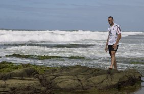 Danilo durante o treino do Corinthians que aconteceu esta manhã na praia de Stella Maris, em Salvador. O time se prepara para o jogo contra o Vasco da Gama, quarta-feira, dia 06/07, no estádio do Pacaembu, pela 8ª rodada do Brasileirão 2011