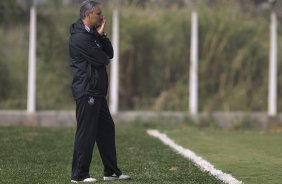 Tite durante o treino do Corinthians que aconteceu esta manhã no CT Joaquim Grava, no Parque Ecológico do Tiete. O time se prepara para o jogo contra o Vasco da Gama, dia 06/07, quarta-feira, a noite, no estádio do Pacaembu, pela 8ª rodada do Brasileirão 2011