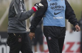 Julio Cesar durante o treino do Corinthians que aconteceu esta tarde no CT Joaquim Grava, no Parque Ecolgico do Tiete. O time se prepara para o jogo contra o Vasco da Gama, dia 06/07, quarta-feira, a noite, no estdio do Pacaembu, pela 8 rodada do Brasileiro 2011