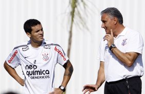 Ramon e o tcnico Tite durante Treino do Corinthians realizado no CT Joaquim Grava