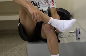 Leandro Castn nos vestirios antes da partida entre Corinthians x Cruzeiro, realizada esta tarde no estdio do Pacaembu, pela 11 rodada do Campeonato Brasileiro de 2011