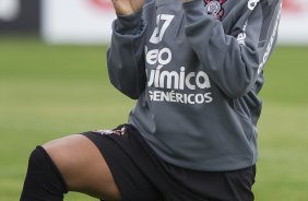 Emerson durante o treino do Corinthians esta manh no CT Joaquim Grava, no Parque Ecolgico do Tiete. O time se prepara para o jogo contra o Ava, amanh domingo a tarde, dia 31/07, no estdio da Ressacada, pela 13 rodada do Brasileiro 2011