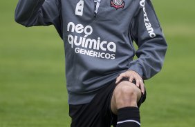 Leandro Castn durante o treino do Corinthians esta manh no CT Joaquim Grava, no Parque Ecolgico do Tiete. O time se prepara para o jogo contra o Ava, amanh domingo a tarde, dia 31/07, no estdio da Ressacada, pela 13 rodada do Brasileiro 2011