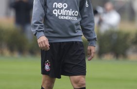 Paulo Andr que volta ao time titular durante o treino do Corinthians esta manh no CT Joaquim Grava, no Parque Ecolgico do Tiete. O time se prepara para o jogo contra o Ava, amanh domingo a tarde, dia 31/07, no estdio da Ressacada, pela 13 rodada do Brasileiro 2011