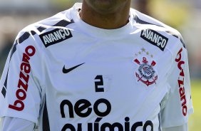 Emerson durante o treino do Corinthians esta manh no CT Joaquim Grava, no Parque Ecolgico do Tiete. O time se prepara para o jogo contra o Coritiba, amanh, dia 04/09, domingo a tarde, no estdio Couto Pereira, vlida pela 21 rodada do Brasileiro 2011