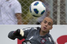 Julio Cesar durante o treino do Corinthians, esta manh no CT Joaquim Grava, no Parque Ecolgico do Tiete, que serviu como preparao para o jogo contra o Fluminense, amanh, dia 11/09, domingo a tarde, no Engenho, vlida pela 23 rodada do Brasileiro 2011