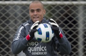 Julio Cesar durante o treino do Corinthians, esta manh no CT Joaquim Grava, no Parque Ecolgico do Tiete, que serviu como preparao para o jogo contra o Fluminense, amanh, dia 11/09, domingo a tarde, no Engenho, vlida pela 23 rodada do Brasileiro 2011
