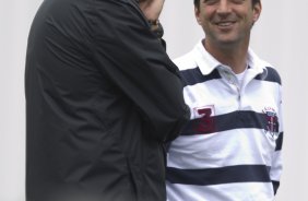 Tite e o diretor de futebol Duilio Monteiro Alves durante o treino desta manh no CT Joaquim Grava, no Parque Ecolgico do Tiete, o prximo jogo ser contra o Atltico-GO, domingo, dia 09/10, no Pacaembu, vlida pela 28 rodada do Brasileiro 2011