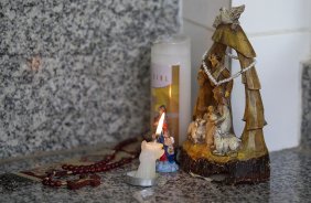 Altar nos vestiários antes da partida entre Cruzeiro x Corinthians, realizada esta tarde no estádio da Arena do Jacaré, em Sete Lagoas/MG, válida pela 30ª rodada do Campeonato Brasileiro de 2011