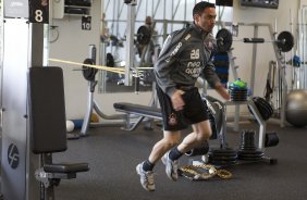 Chico durante o treino na academia esta manh no CT Joaquim Grava, no Parque Ecolgico do Tiete, o prximo jogo ser contra o Internacional/RS, domingo, dia 23/10, no estdio Beira-Rio, vlida pela 31 rodada do Brasileiro 2011