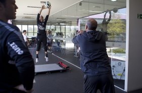 Julio Cesar durante o treino na academia esta manh no CT Joaquim Grava, no Parque Ecolgico do Tiete, o prximo jogo ser contra o Internacional/RS, domingo, dia 23/10, no estdio Beira-Rio, vlida pela 31 rodada do Brasileiro 2011