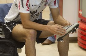 Leandro Castán nos vestiários antes da partida entre Internacional/RS x Corinthians, realizada esta tarde no estádio Beira Rio, em Porto Alegre/RS, válida pela 31ª rodada do Campeonato Brasileiro de 2011