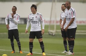 Liedson; Willian; Danilo e Adriano durante o treino desta tarde no CT Joaquim Grava, no Parque Ecolgico do Tiete, o prximo jogo ser contra o Atltico-PR, domingo, dia 12/11, no estdio do Pacaembu, vlida pela 34 rodada do Brasileiro 2011