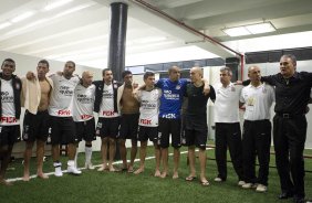 Oracao nos vestirios aps a partida entre Corinthians x Atltico-MG, realizada esta tarde no estdio do Pacaembu, vlida pela 36 rodada do Campeonato Brasileiro de 2011