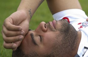 Adriano durante o treino desta manh no CT Joaquim Grava, no Parque Ecolgico do Tiete, o prximo jogo ser contra o Figueirense/SC, domingo dia 26/11, no estdio Orlando Scarpelli, vlida pela 37 rodada do Brasileiro 2011