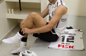 Alex nos vestiários antes da partida entre Corinthians x Palmeiras, realizada esta tarde no estádio do Pacaembu, válida pela 38ª rodada do Campeonato Brasileiro de 2011
