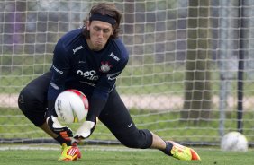 Cassio durante o treino desta manh no CT Joaquim Grava, no Parque Ecolgico do Tiete. O prximo jogo da equipe ser quarta-feira, dia 29/02, contra a Catanduvense, no estdio do Pacaembu, pela 11 rodada do Campeonato Paulista 2012