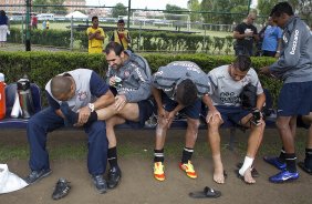 Jogadores durante o treino desta tarde no CT do Amrica, da Cidade do Mxico. O prximo jogo da equipe ser quarta-feira, dia 14/03, contra o Cruz Azul, do Mxico, pela 3 rodada da Copa Libertadores de Amrica 2012