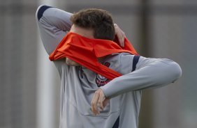 Alex durante o treino realizado esta tarde no CT Joaquim Grava, localizado no Parque Ecológico do Tiete. O próximo jogo da equipe será dia amanhã, quarta-feira, 09/05, contra o Emelec/Equador, jogo de volta, válido pelas oitavas de final da Copa Libertadores da América 2012