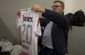 Nos vestiários antes da partida entre Corinthians/Brasil x Emelec/Equador, realizada esta noite no estádio do Pacaembu, jogo da volta pela Copa Libertadores de América 2012