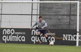Paulo André durante o treino realizado esta manhã no CT Joaquim Grava, localizado no Parque Ecológico do Tiete. O próximo jogo da equipe será dia 16/05, em São Januário, contra o Vasco da Gama, jogo de ida válido pelas quartas de final da Copa Libertadores da América 2012
