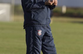 Tite durante o treino realizado esta tarde no CT Joaquim Grava, localizado no Parque Ecológico do Tiete. O próximo jogo da equipe será domingo, dia 20/05, contra o Fluminense, no Pacaembu, abertura do Campeonato Brasileiro de 2012