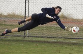 Cassio durante o treino realizado esta tarde no CT Joaquim Grava, localizado no Parque Ecológico do Tiete. O próximo jogo da equipe será amanhã, quarta-feira a noite, dia 23/05, contra o Vasco da Gama, no Pacaembu, jogo de volta pela Copa Libertadores de América 2012