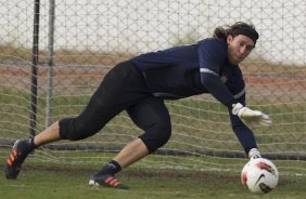 Cassio durante o treino realizado esta tarde no CT Joaquim Grava, localizado no Parque Ecológico do Tiete. O próximo jogo da equipe será amanhã, quarta-feira a noite, dia 23/05, contra o Vasco da Gama, no Pacaembu, jogo de volta pela Copa Libertadores de América 2012