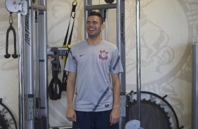Leandro Castán durante o treino realizado esta manhã na academia de musculacao no CT Joaquim Grava, localizado no Parque Ecológico do Tiete. O próximo jogo da equipe será quinta-feira, dia 07/06, contra o Figueirense/SC, no estádio do Pacaembu, válido pela terceira rodada do Campeonato Brasileiro 2012