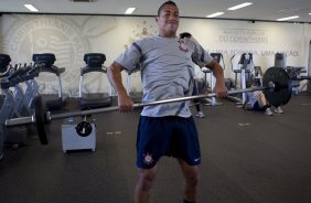 Ralf durante o treino realizado esta manh na academia de musculacao no CT Joaquim Grava, localizado no Parque Ecolgico do Tiete. O prximo jogo da equipe ser quinta-feira, dia 07/06, contra o Figueirense/SC, no estdio do Pacaembu, vlido pela terceira rodada do Campeonato Brasileiro 2012