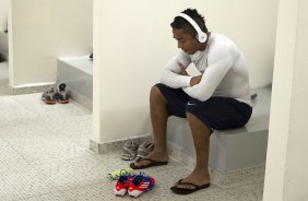 Jorge Henrique nos vestiários antes da partida entre Corinthians x Figueirense/SC, realizada esta noite no estádio do Pacaembu, válida pela 3ª rodada do Campeonato Brasileiro de 2012
